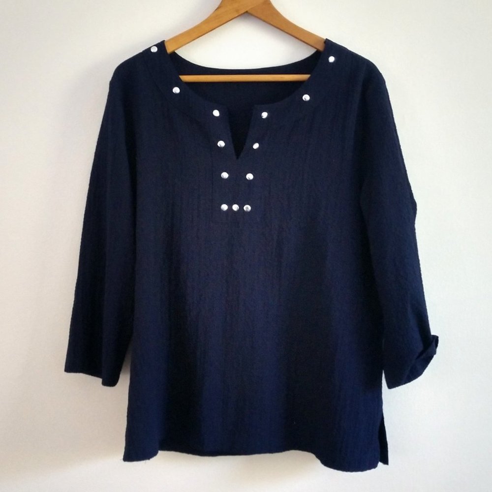 Navy Blue Studded Tunic Top